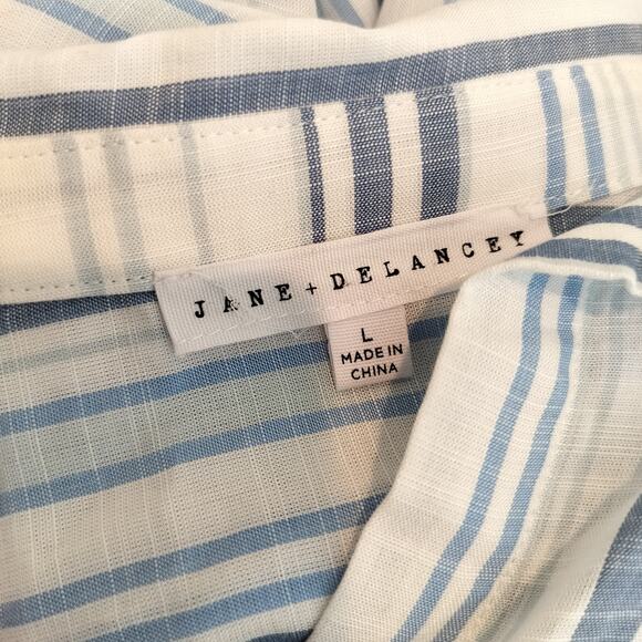 Jane + Delaney Button Up Shirt Striped Hi Low - Picture 6 of 6